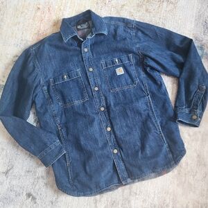 Carhartt Relaxed Fit Denim Fleece Lined Snap-Front Shirt Jacket